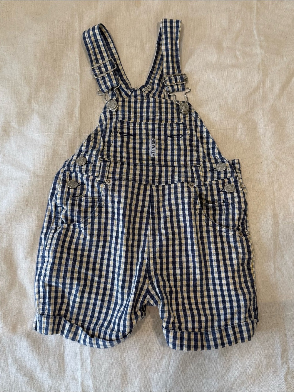 Vintage sun valley 12 month shortalls overalls white gingham Kids
